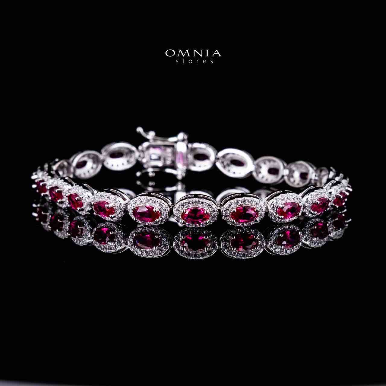 Omnia Syra Red Silver Bracelet in 925 Silver High Quality Simulated Diamonds - Image 2