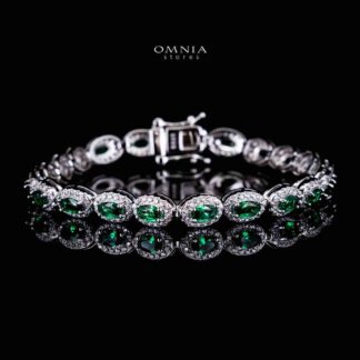 Omnia Syra Green Silver Bracelet in 925 Silver High Quality Simulated Diamonds