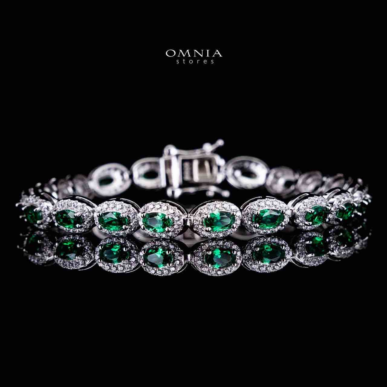 Omnia Syra Green Silver Bracelet in 925 Silver High Quality Simulated Diamonds - Image 2