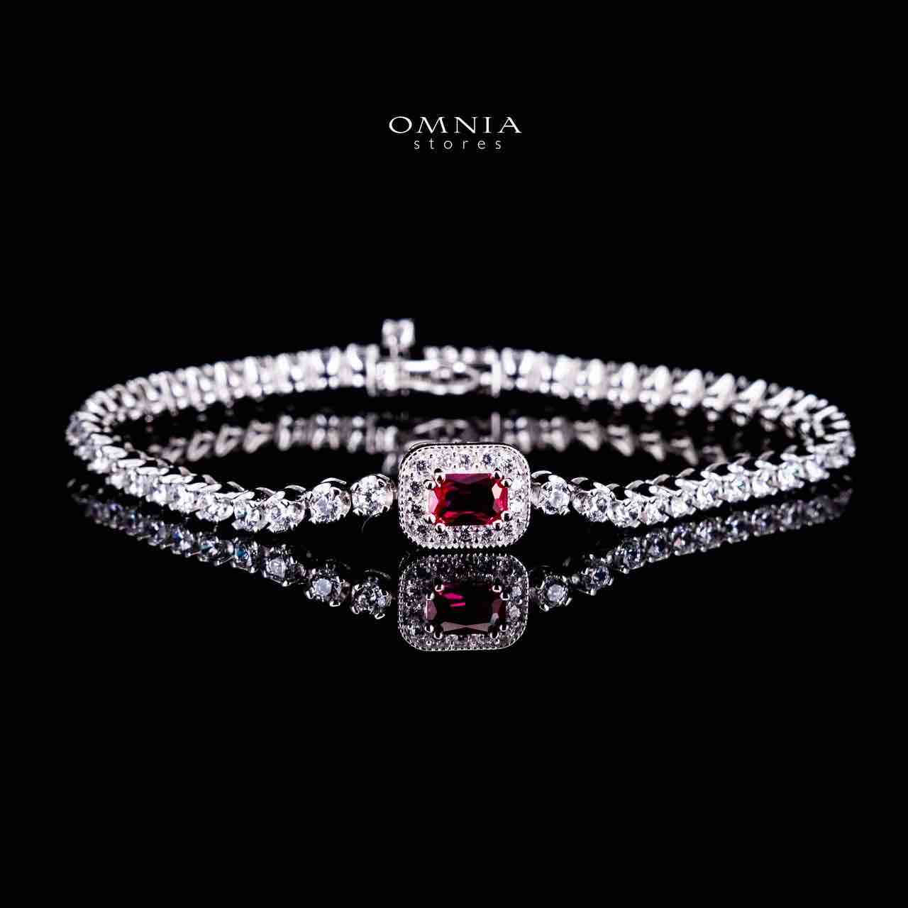 Omnia Zyrah Red Silver Bracelet in 925 Silver High Quality Simulated Diamonds