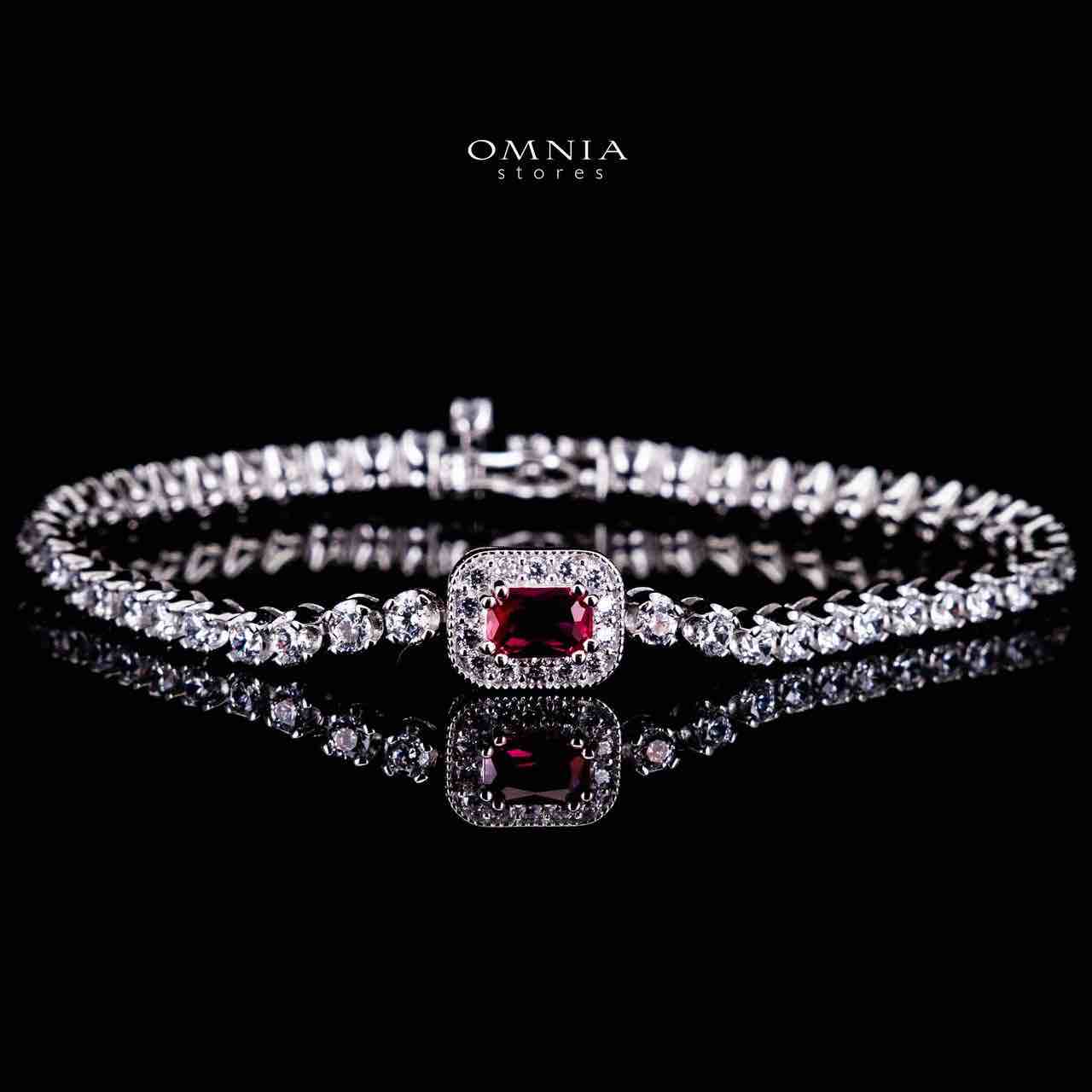 Omnia Zyrah Red Silver Bracelet in 925 Silver High Quality Simulated Diamonds - Image 2