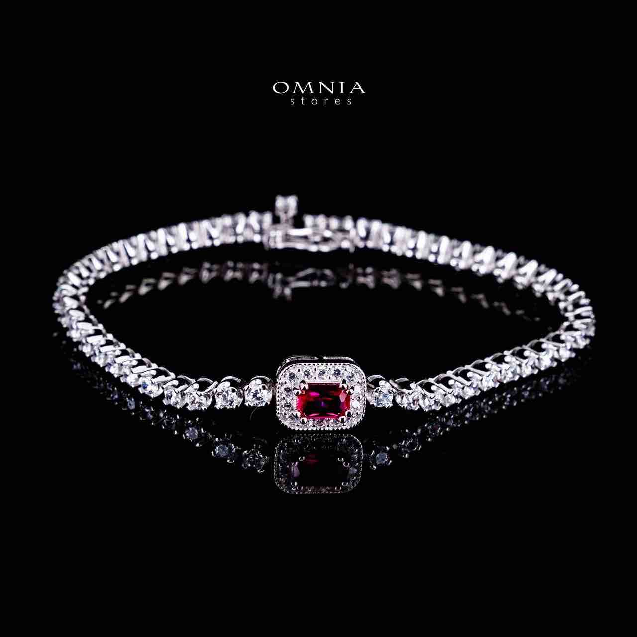 Omnia Zyrah Red Silver Bracelet in 925 Silver High Quality Simulated Diamonds - Image 3