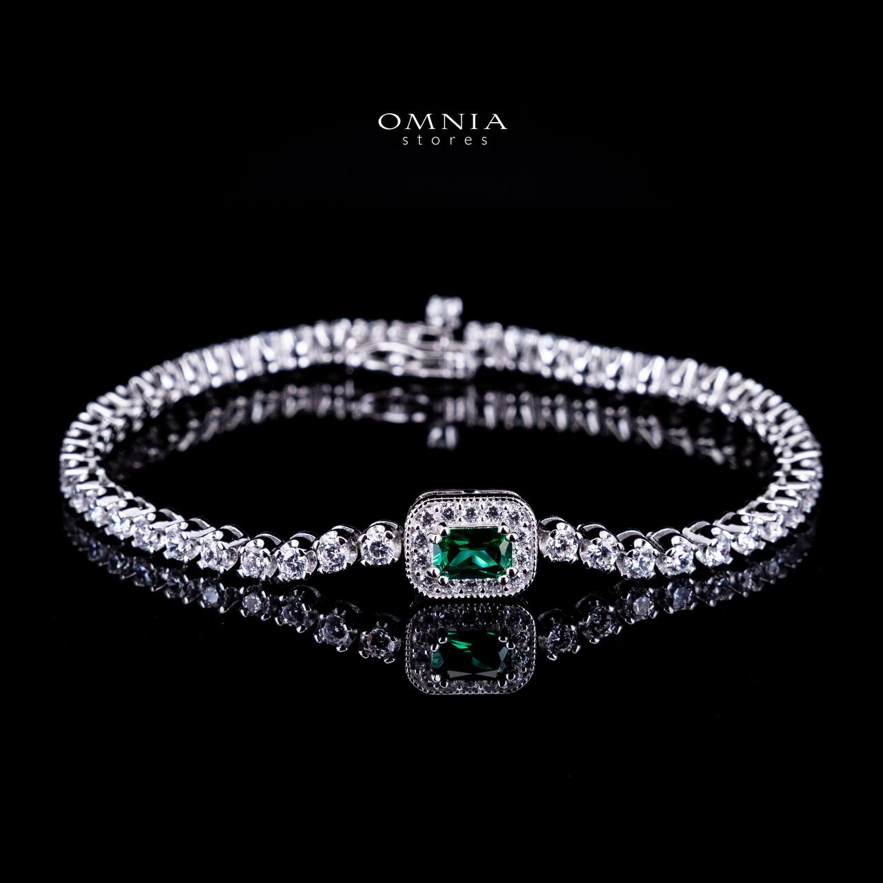Omnia Zyrah Green Silver Bracelet in 925 Silver High Quality Simulated Diamonds - Image 2