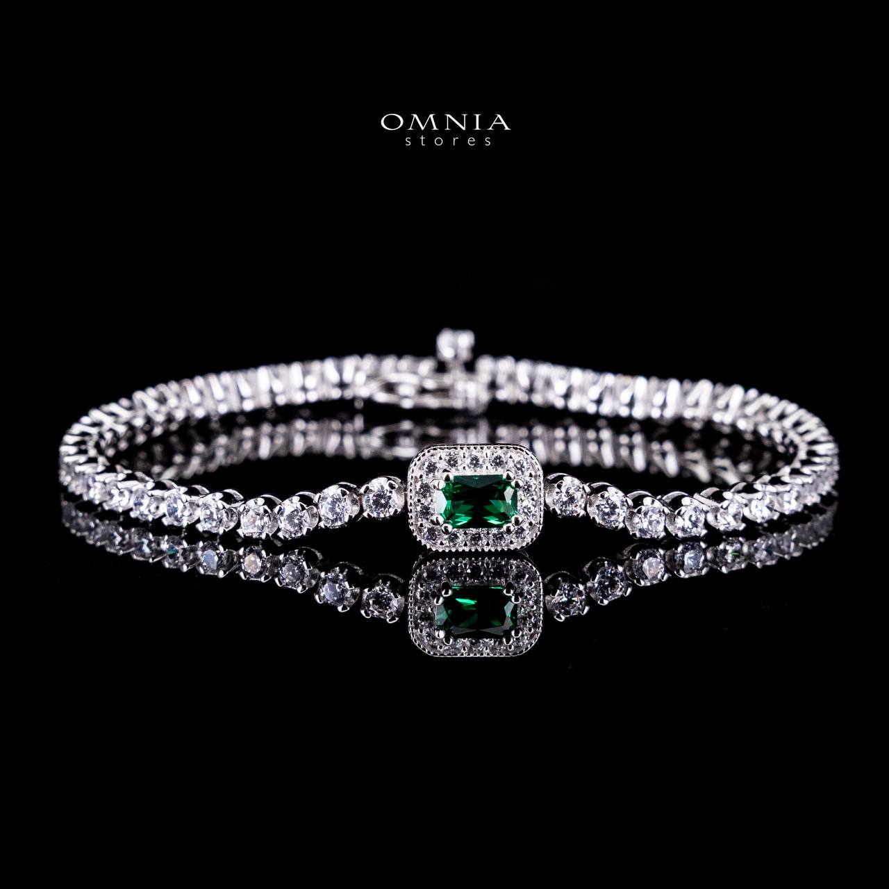 Omnia Zyrah Green Silver Bracelet in 925 Silver High Quality Simulated Diamonds - Image 3