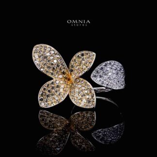 Omnia Dayana Gold and Silver Ring in 925 Silver In High Quality Simulated Diamonds