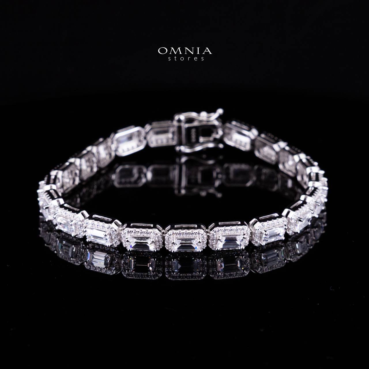 Omnia Afrah Silver Bracelet in 925 Silver High Quality Simulated Diamonds - Image 3