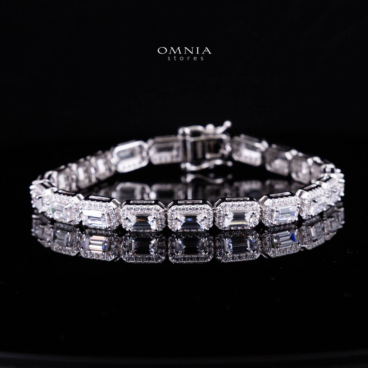 Omnia Afrah Silver Bracelet in 925 Silver High Quality Simulated Diamonds - Image 2