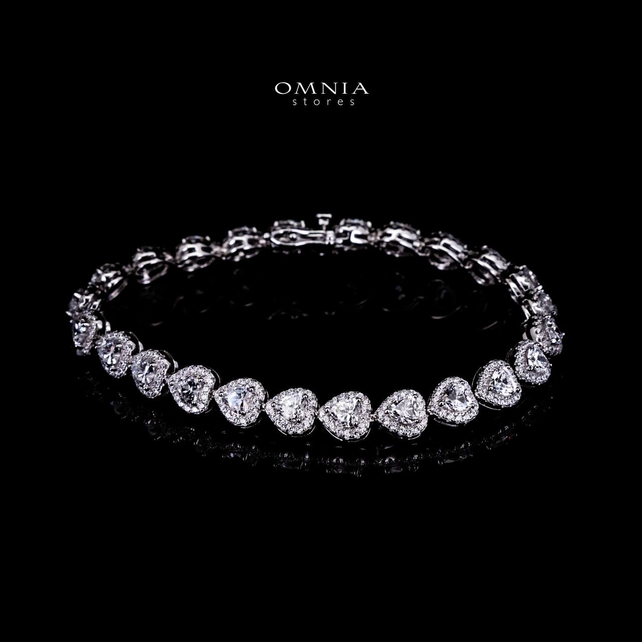 Omnia Ayeza Heart Silver Bracelet in 925 Silver High Quality Simulated Diamonds - Image 3