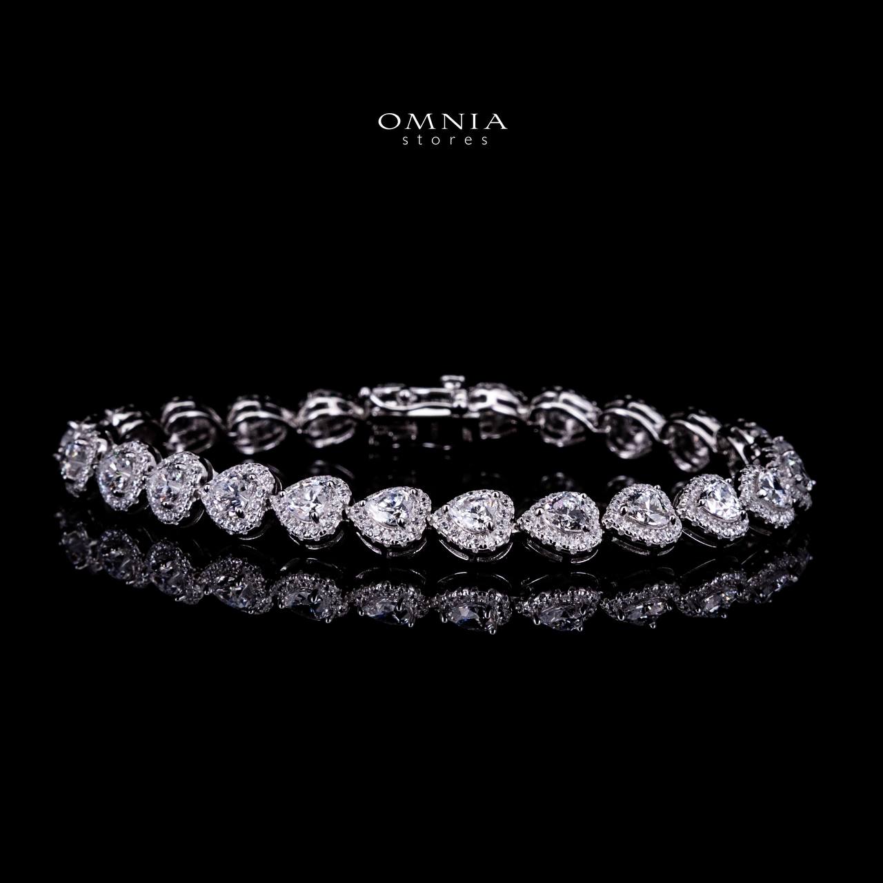 Omnia Ayeza Heart Silver Bracelet in 925 Silver High Quality Simulated Diamonds - Image 2