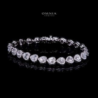 Omnia Ayeza Heart Silver Bracelet in 925 Silver High Quality Simulated Diamonds