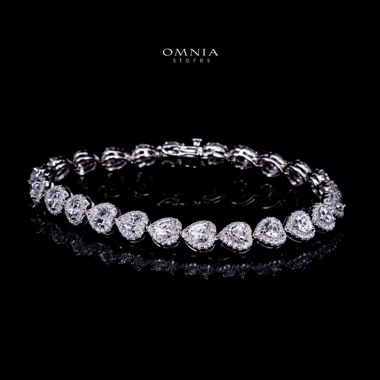 Omnia Ayeza Heart Silver Bracelet in 925 Silver High Quality Simulated Diamonds