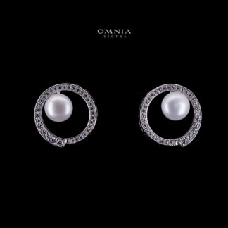 Omnia Afra Fresh Real Water Pearl Earrings 925 Silver High Quality Simulated Diamonds