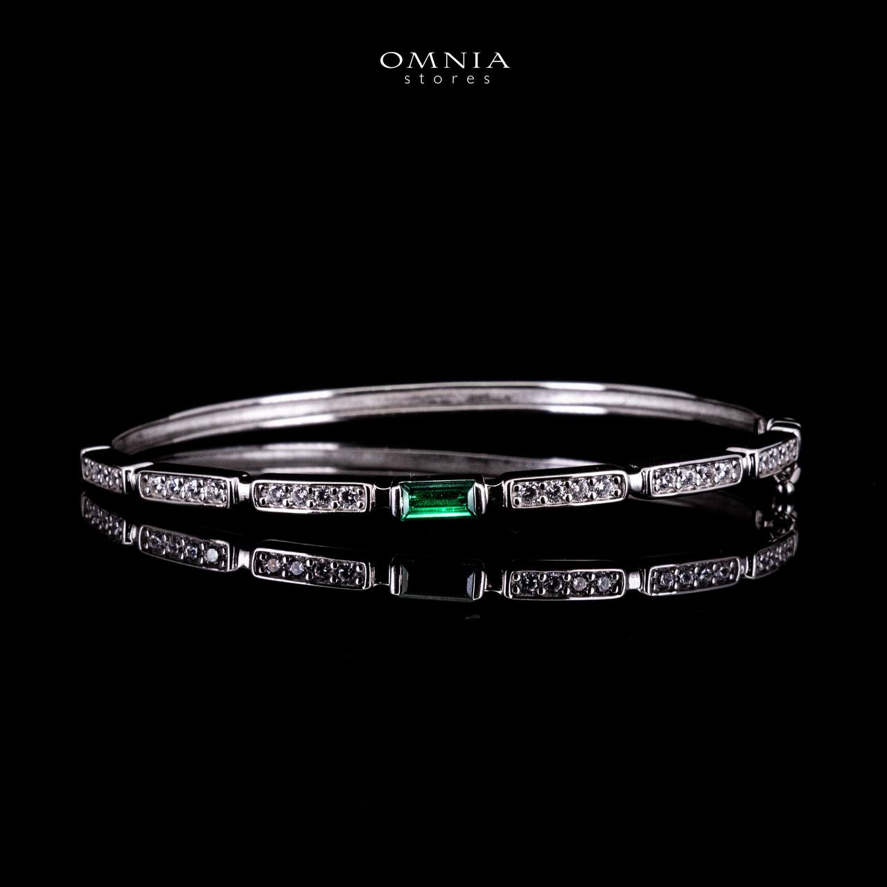 Omnia Rukia Green Bangle in 925 Silver High Quality Simulated Diamonds