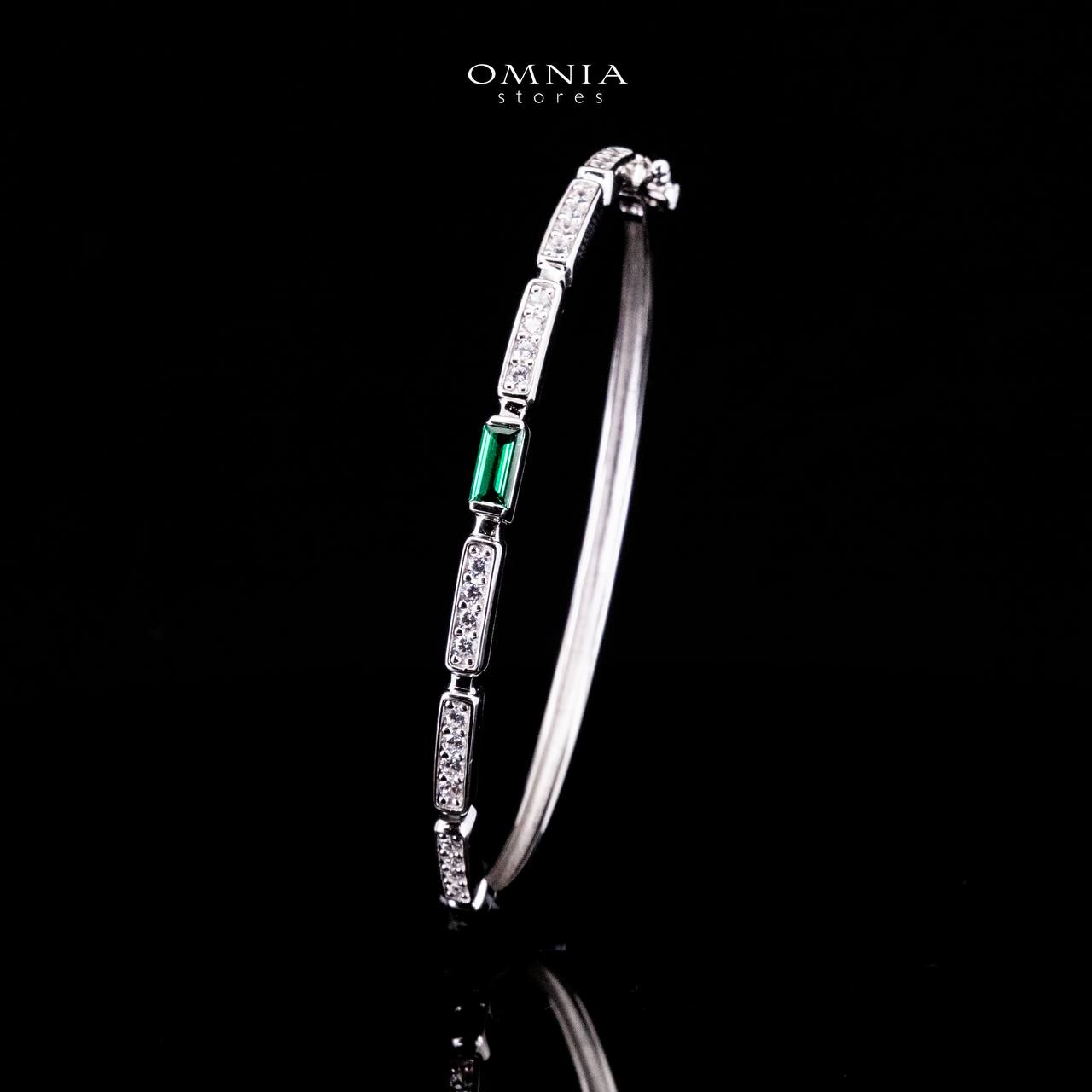 Omnia Rukia Green Bangle in 925 Silver High Quality Simulated Diamonds - Image 4