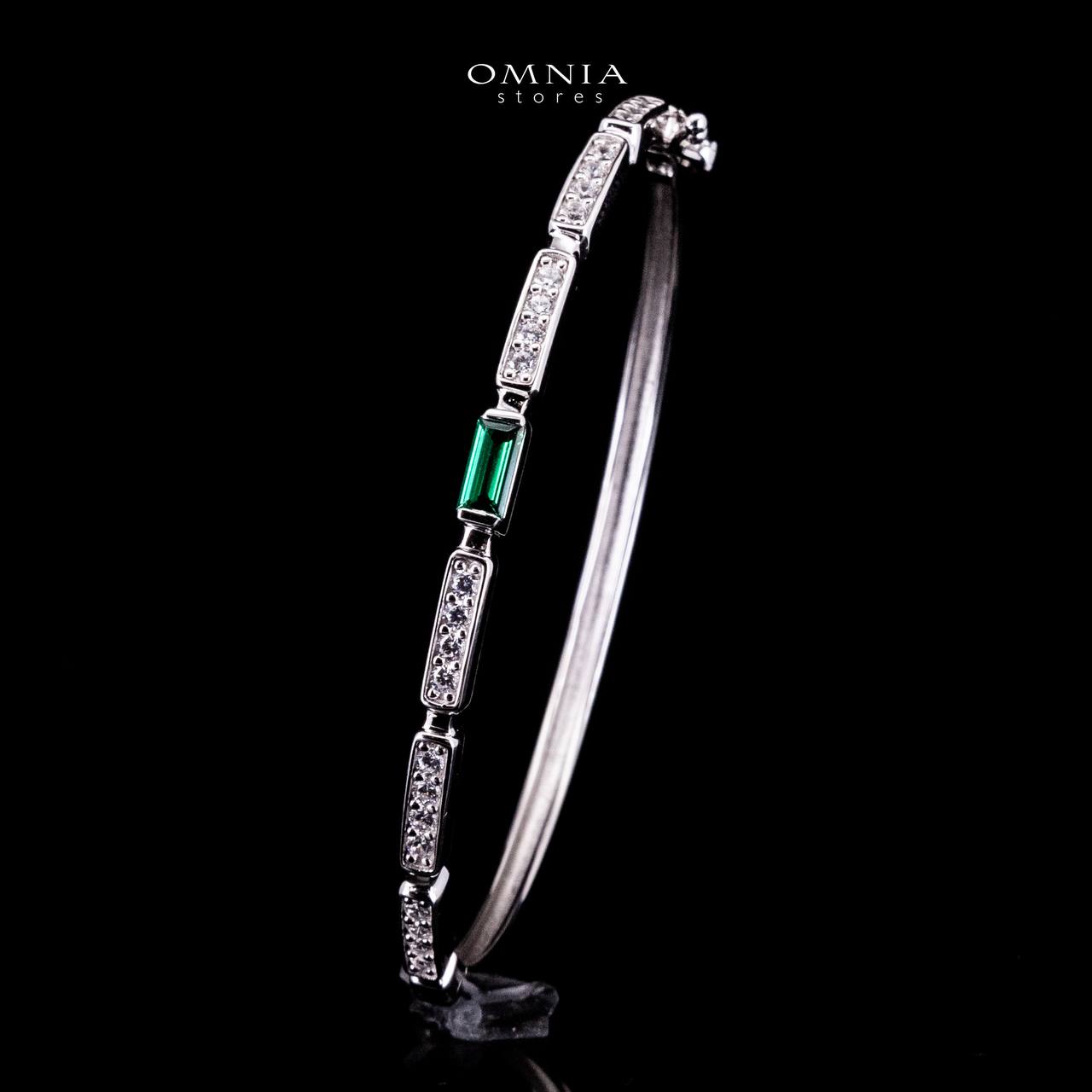 Omnia Rukia Green Bangle in 925 Silver High Quality Simulated Diamonds - Image 3