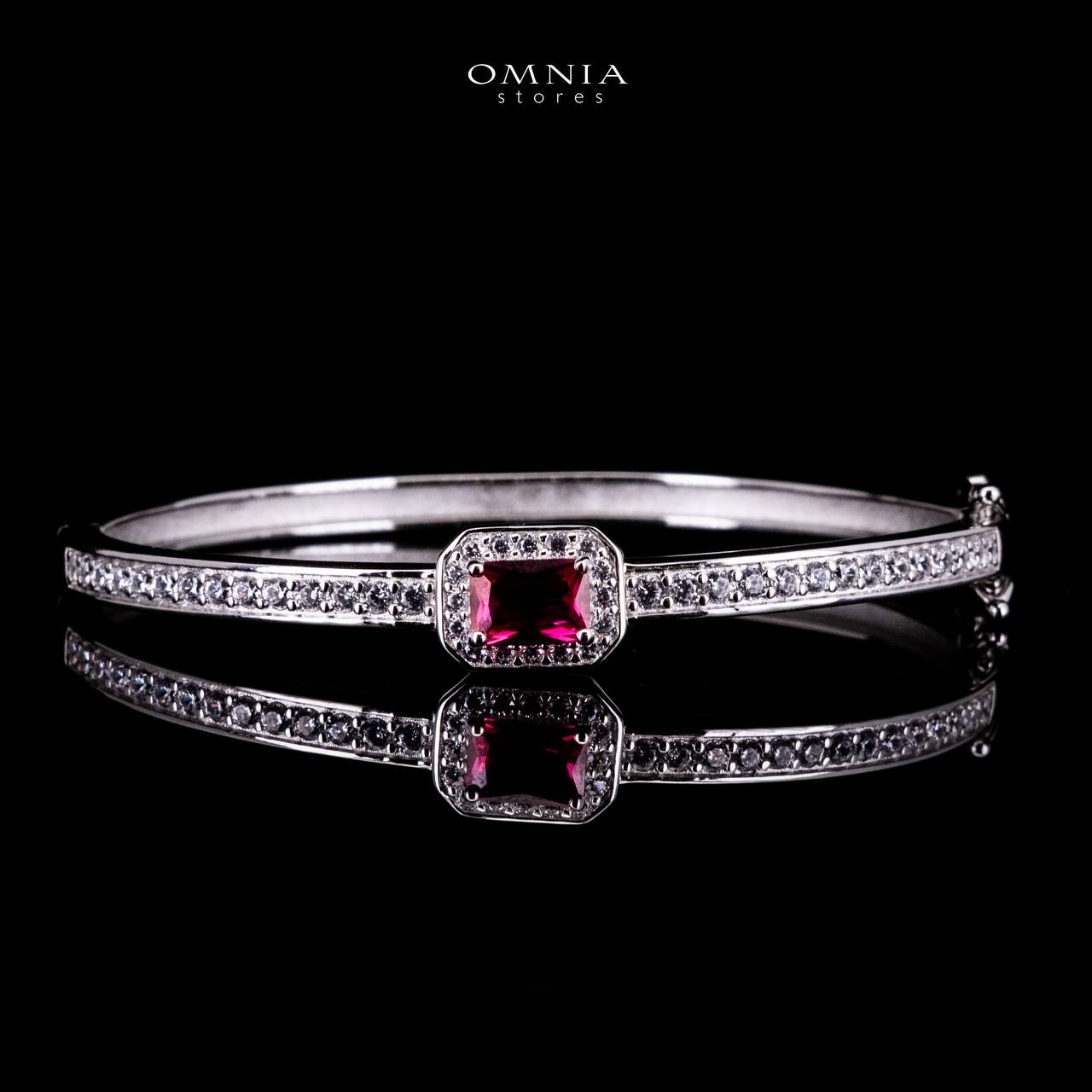 Omnia Ayrah Red Bangle in 925 Silver High Quality Simulated Diamonds - Image 2