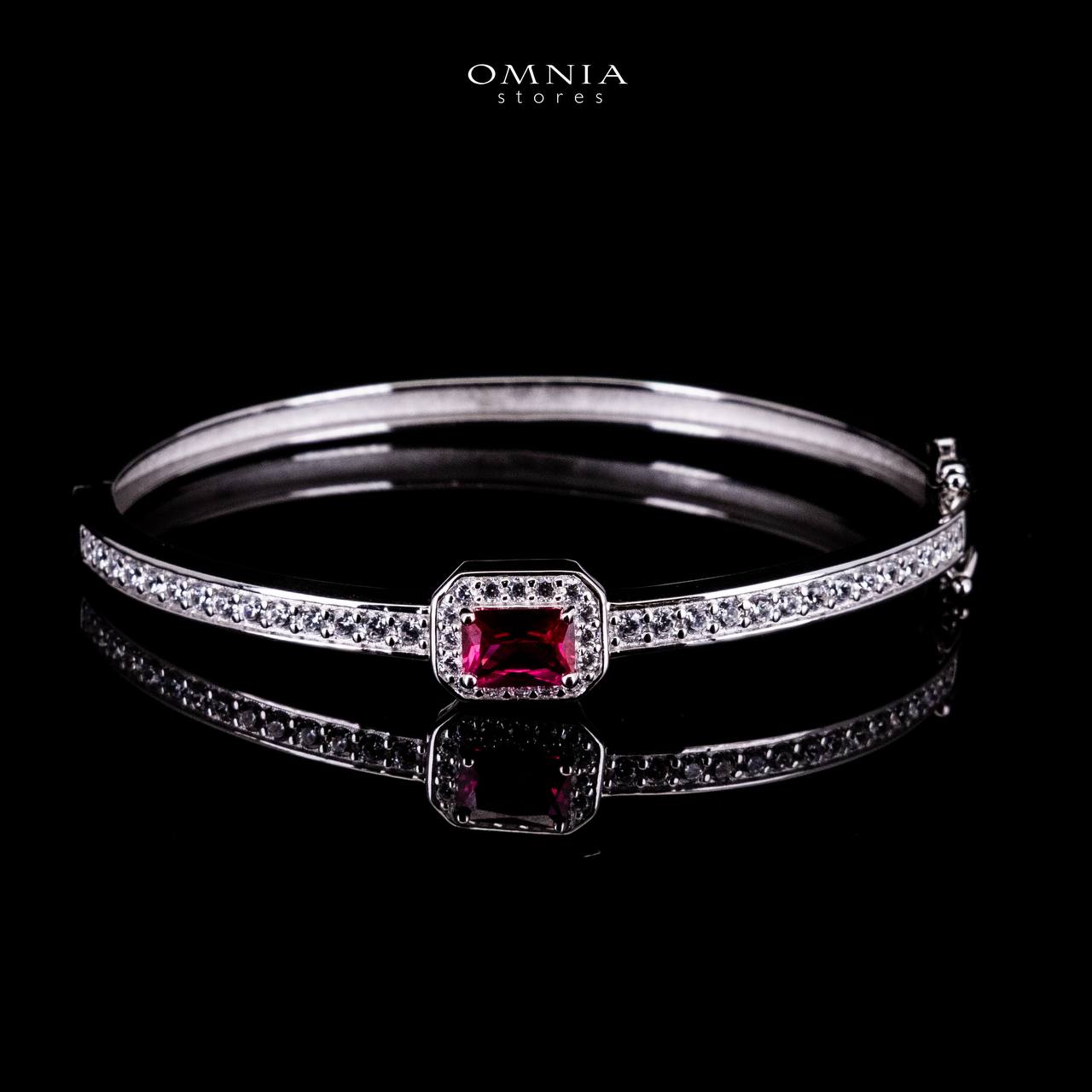 Omnia Ayrah Red Bangle in 925 Silver High Quality Simulated Diamonds - Image 3