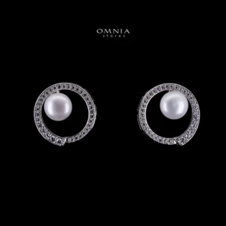 Omnia Afra Fresh Real Water Pearl Earrings 925 Silver High Quality Simulated Diamonds