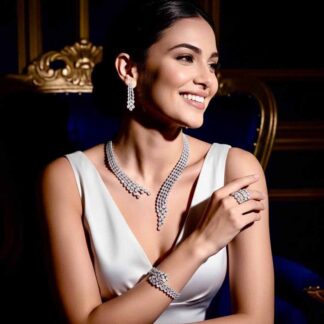 Omnia Amrah Luxury Bridal White Full Set in High Quality Zircon Stone Rhodium Plated