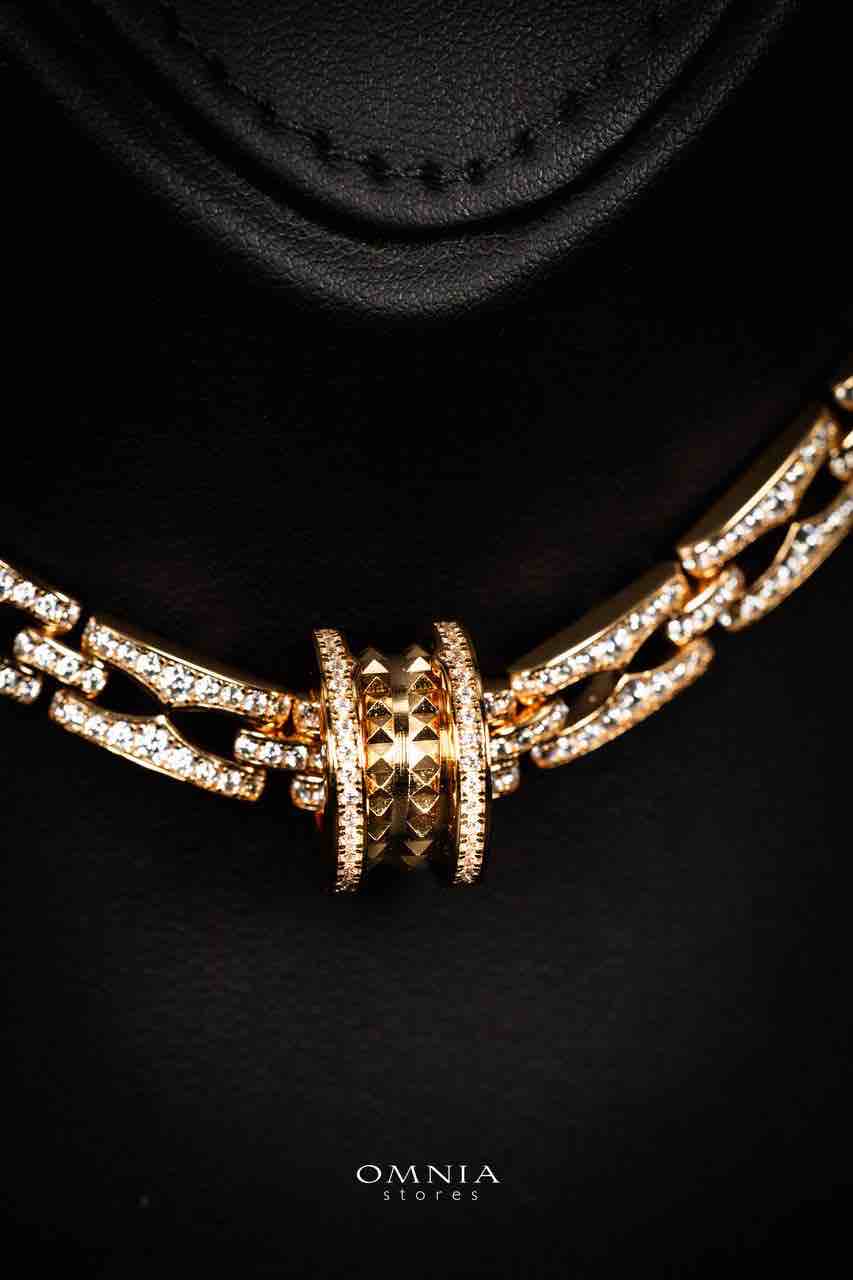 Omnia Munah Gold Pendant Necklace With High Quality Certified Lab Crafted Stones In 925 Silver - Image 2