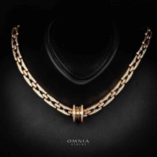 Omnia Munah Gold Pendant Necklace With High Quality Certified Lab Crafted Stones In 925 Silver