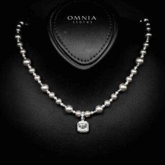 Omnia Anyah White Peal Pendant Necklace With High Quality Certified Lab Crafted Stones In 925 Silver 45cm