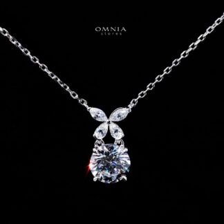 Omnia Sameera White Pendant Necklace With High Quality Certified Lab Crafted Stones In 925 Silver