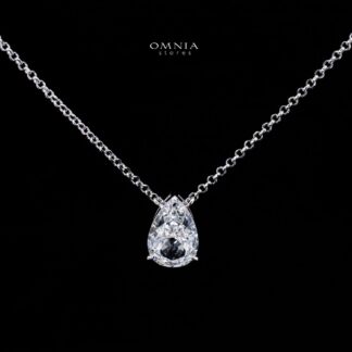 Omnia Raia White Pear Pendant Necklace With High Quality Certified Lab Crafted Stones In 925 Silver