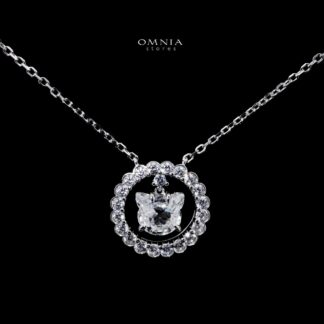 Omnia Raisa White Pendant Necklace With High Quality Certified Lab Crafted Stones In 925 Silver