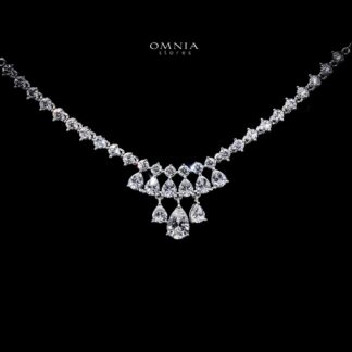Omnia Amaal White Pendant Necklace With High Quality Certified Lab Crafted Stones In 925 Silver