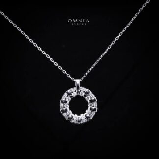 Omnia Calise White Pendant Necklace With High Quality Certified Lab Crafted Stones In 925 Silver