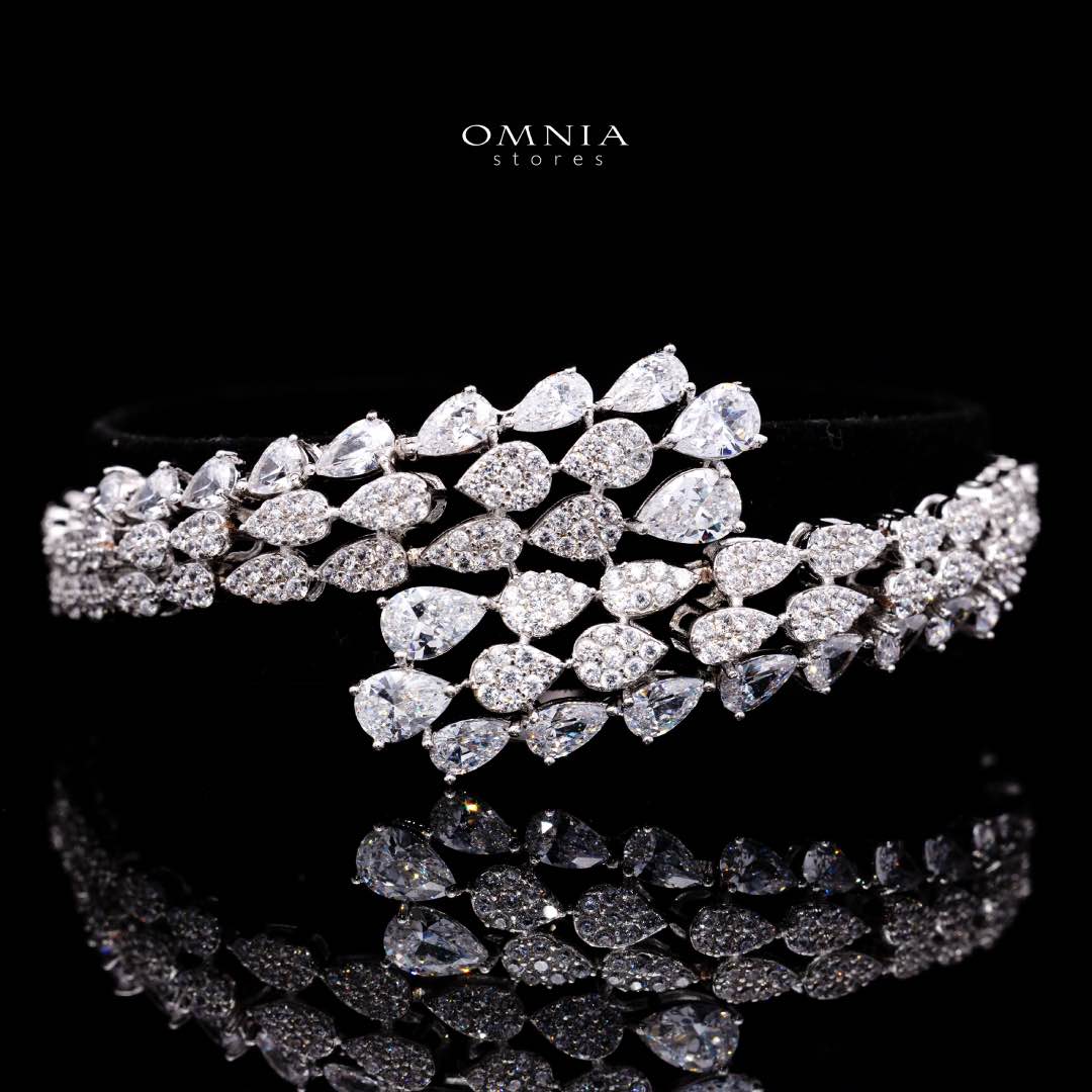 Omnia Amrah Luxury Bridal White Full Set in High Quality Zircon Stone Rhodium Plated - Image 4