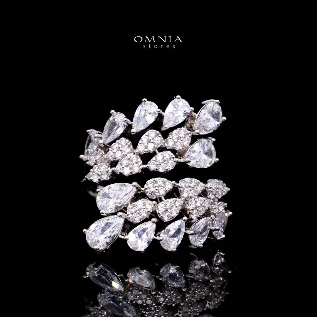 Omnia Amrah Luxury Bridal White Full Set in High Quality Zircon Stone Rhodium Plated - Image 5