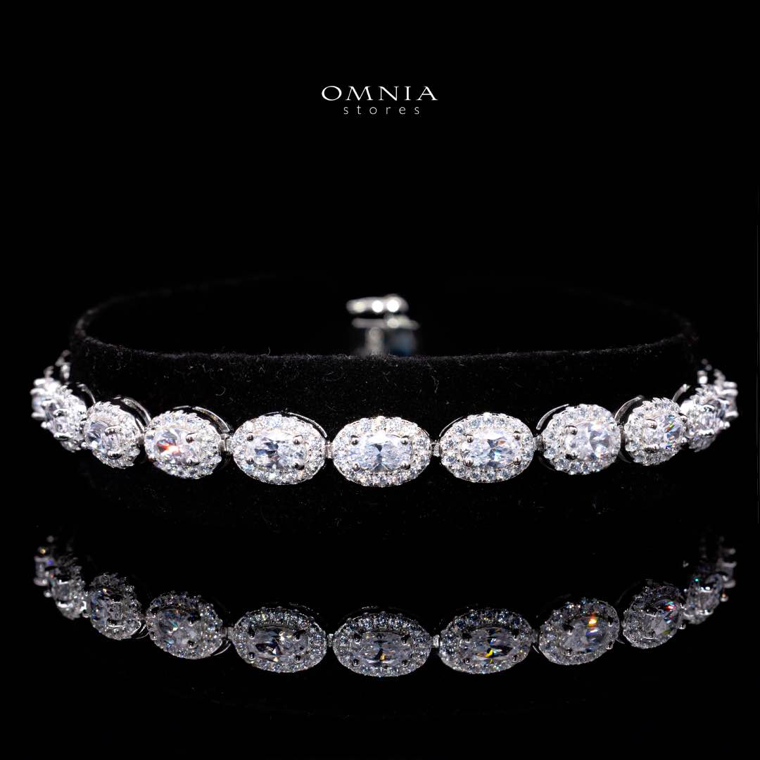 Omnia Syra White Silver Bracelet in 925 Silver High Quality Simulated Diamonds