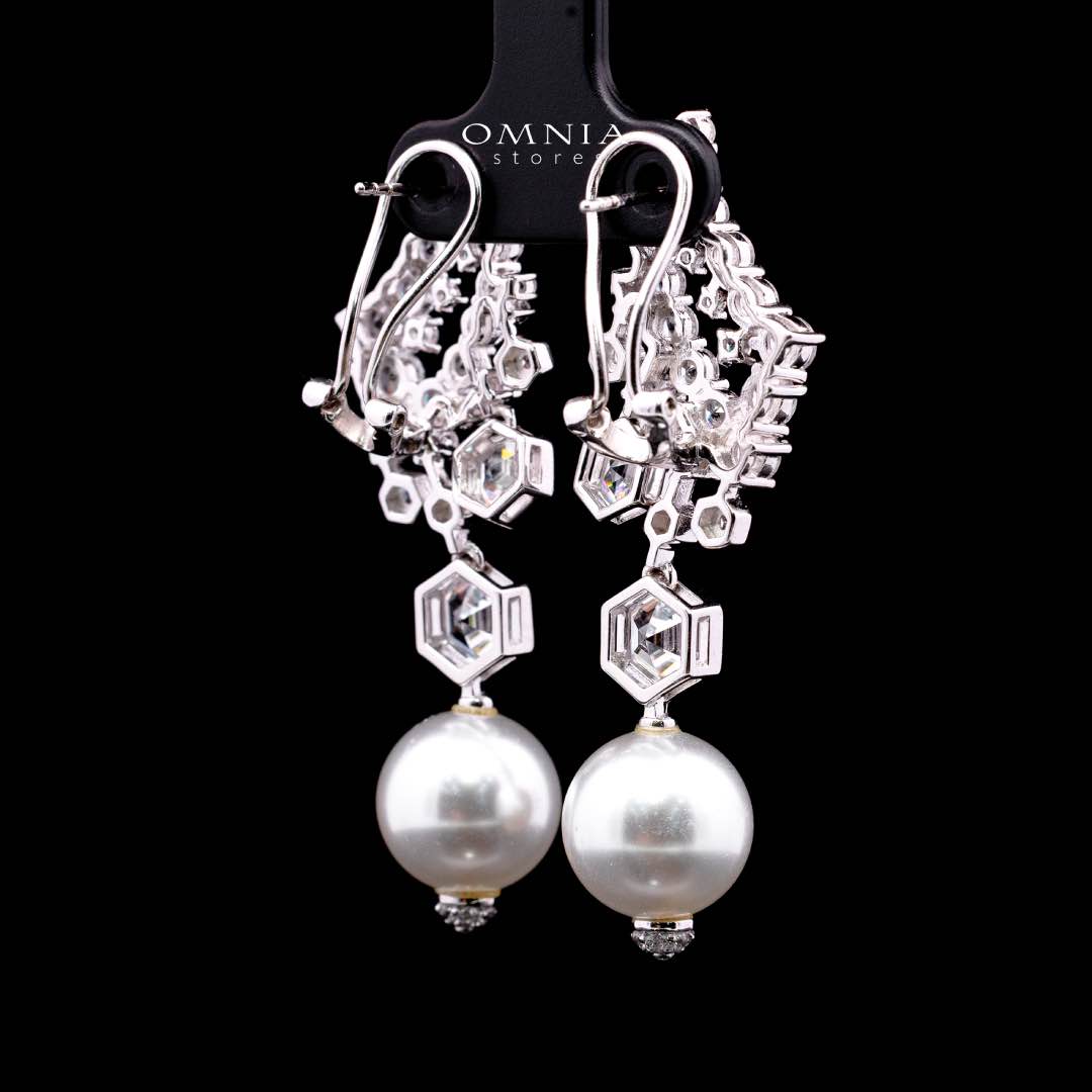 Omnia Suraiya Silver Winged Freash Real Pear Drop Earrings in 925 Silver High Quality White Simulated Diamond Stones - Image 3