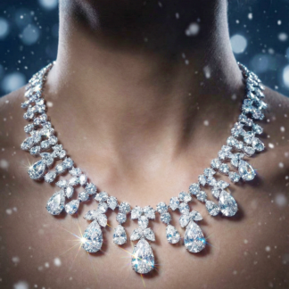 Omnia Taleen Silver White Necklace In 925 Silver With High Quality Lab Crafted Stones