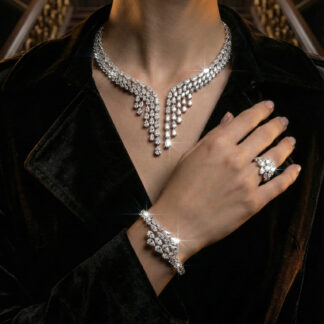 Omnia Senna Luxury Bridal White Full Set in High Quality Zircon Stone Rhodium Plated