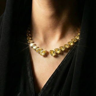 Omnia Nailah Gold Yellow Necklace In 925 Silver With High Quality Lab Crafted Stones