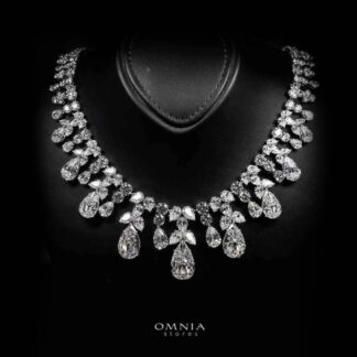 Omnia Taleen Silver White Necklace In 925 Silver With High Quality Certified Lab Crafted Stones