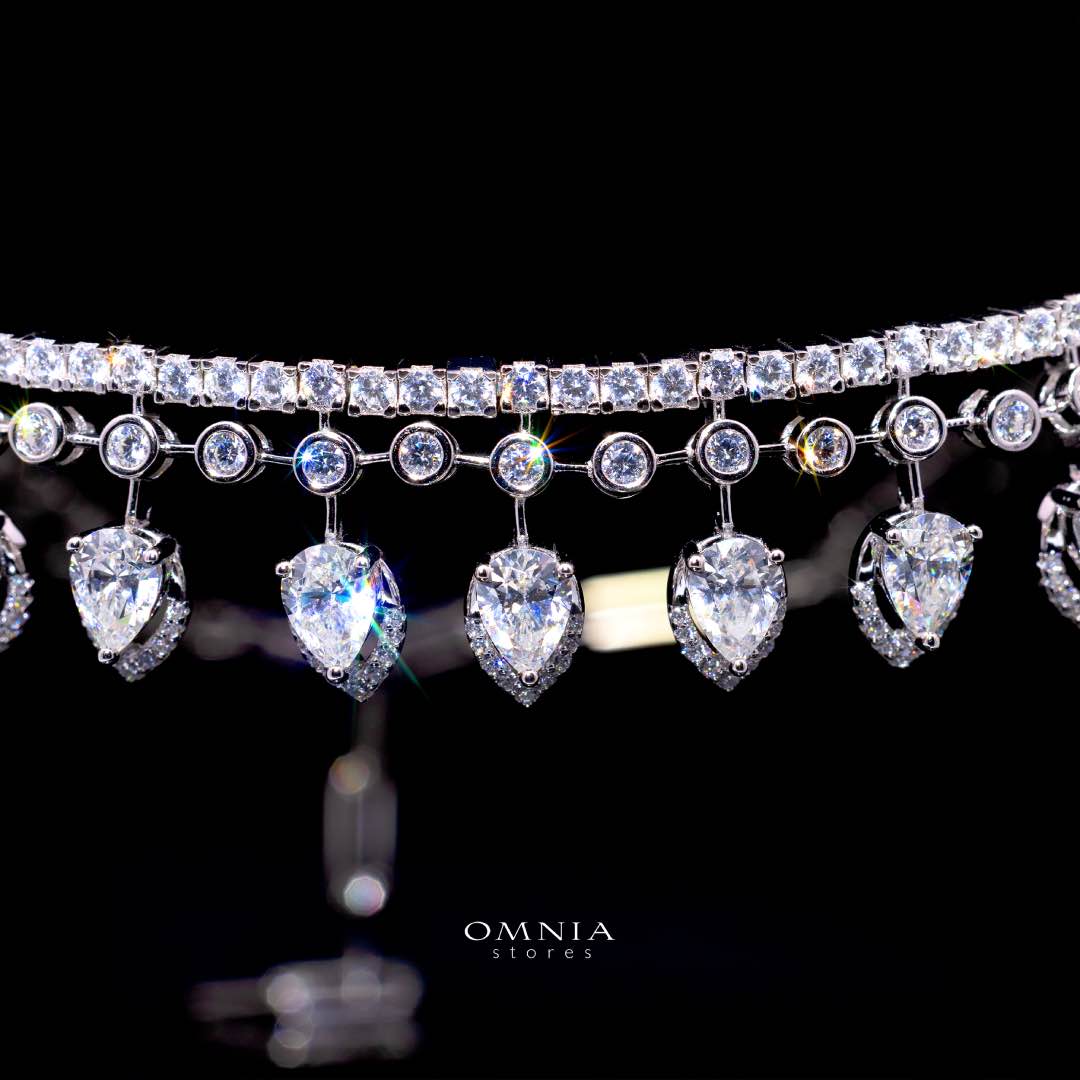 Omnia Siara Silver White Collar Necklace In 925 Silver With High Quality Lab Crafted Stones - Image 2
