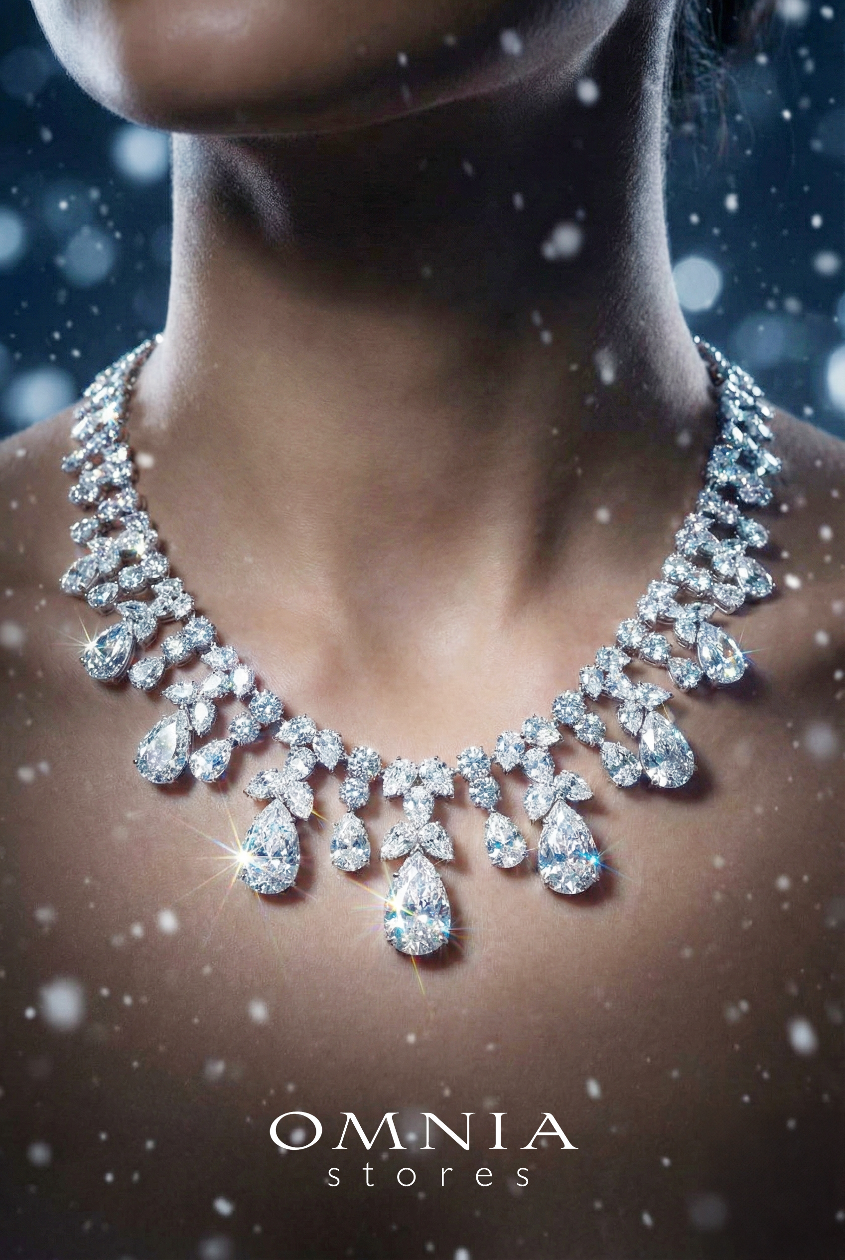 Omnia Taleen Silver White Necklace In 925 Silver With High Quality Certified Lab Crafted Stones - Image 4