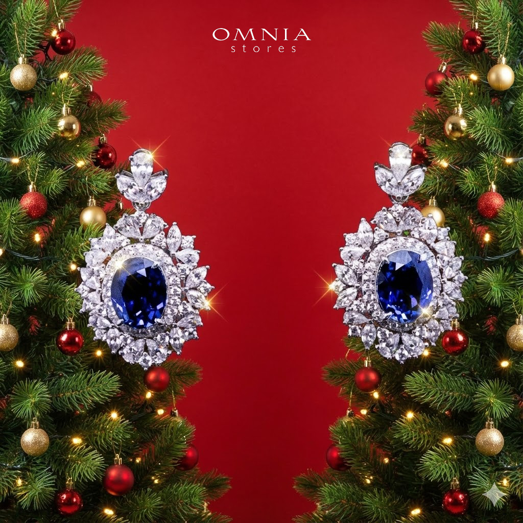 Omnia Esma Silver Necklace and Earrings Set in 925 Silver With High Quality GRC Certified Sapphire Blue Lab Grown Stones - Image 3
