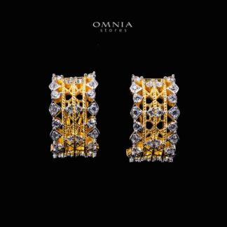 Omnia Naiyah Gold Earrings With High Quality Simulated Diamond Stones In 925 Silver