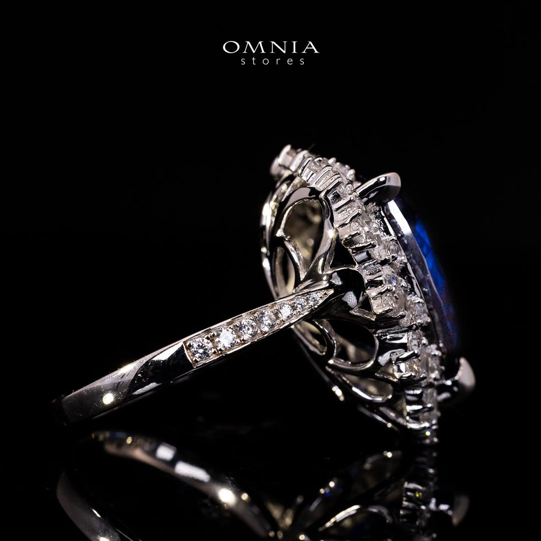 Omnia Roua White and Blue Ring With High Quality Certified Lab Crafted Stones In 925 Silver - Image 2