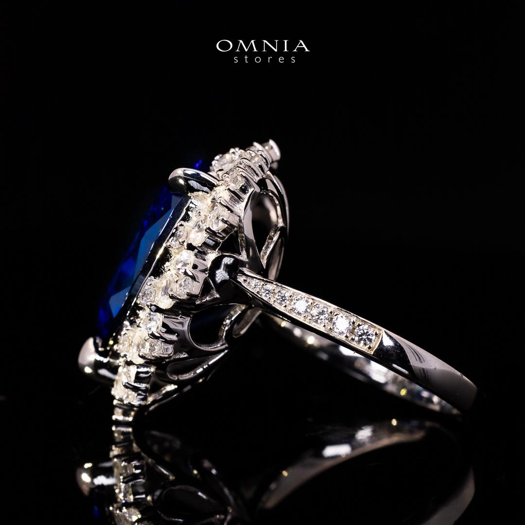 Omnia Roua White and Blue Ring With High Quality Certified Lab Crafted Stones In 925 Silver - Image 3