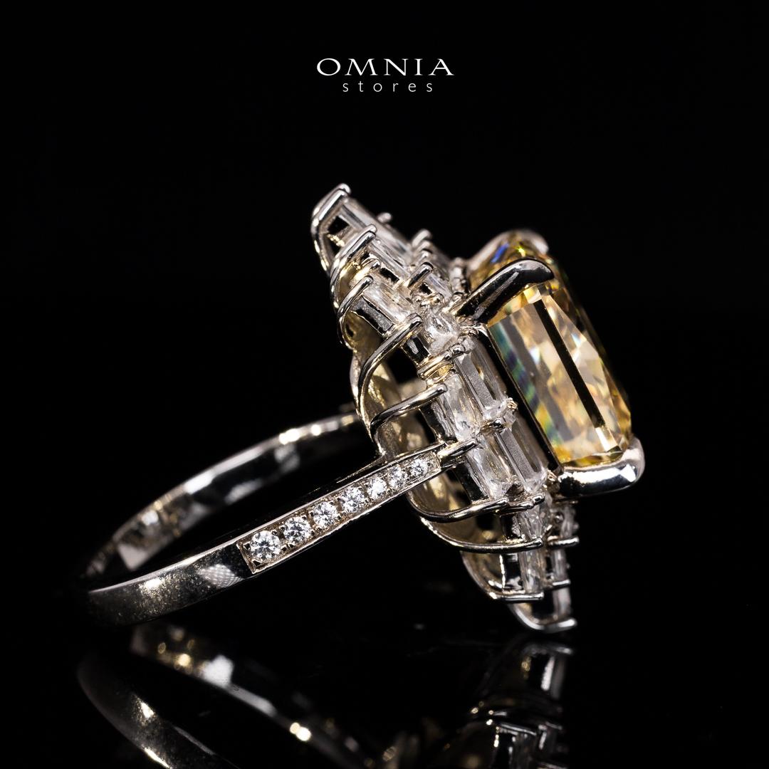 Omnia Taibah White and Yellow Ring With High Quality Certified Lab Crafted Stones In 925 Silver - Image 3