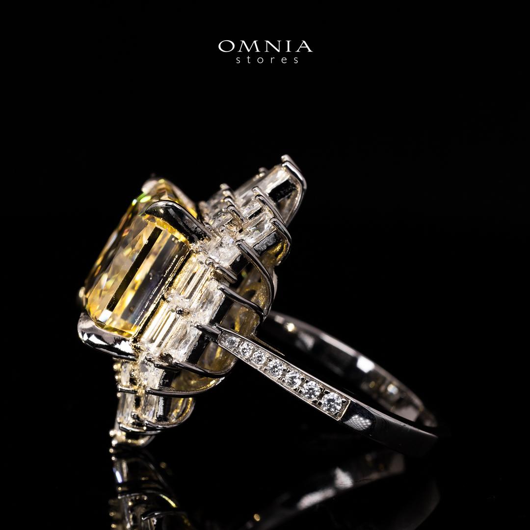Omnia Taibah White and Yellow Ring With High Quality Certified Lab Crafted Stones In 925 Silver - Image 2