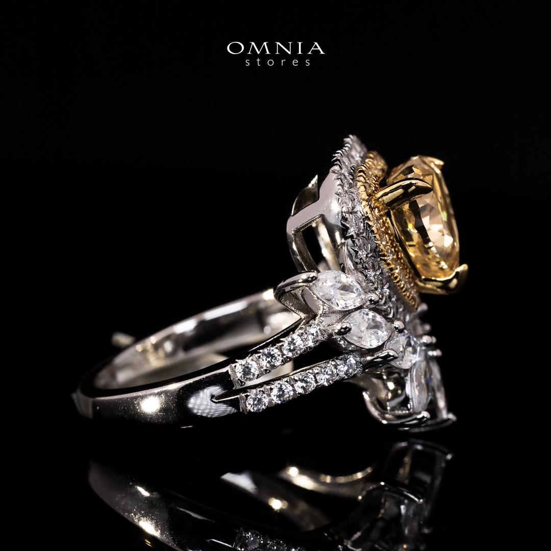Omnia Sanaf Heart White and Yellow Ring With High Quality Certified Lab Crafted Stones In 925 Silver - Image 3