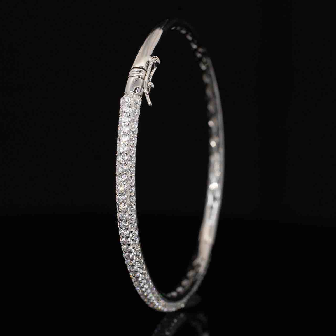 Omnia Zenah White Bangle With High Quality Simulated Diamonds in 925 Silver - Image 3