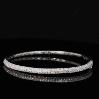 Omnia Zenah White Bangle With High Quality Simulated Diamonds in 925 Silver